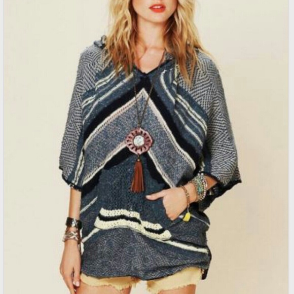 Free People RISING TIDES HOODED PONCHO