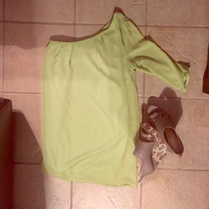 Neon green one shoulder dress
