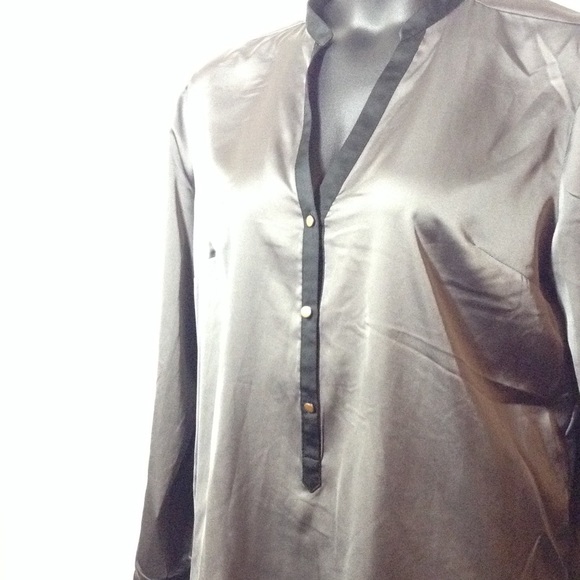 Grey Satin with Black Trim Top 😎😎 - Picture 2 of 3