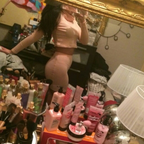Kim k inspired peach skirt and top set