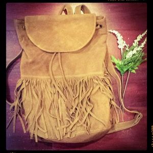 Brown Suede Fringe Boho Backpack *Festival Ready*