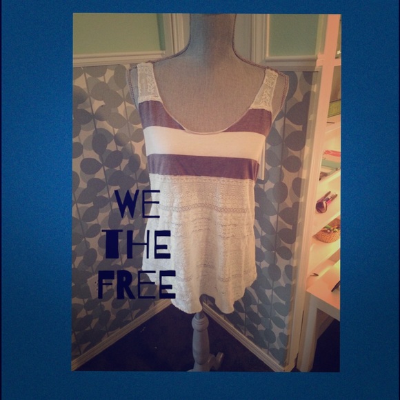 Striped and Lace Tank Top