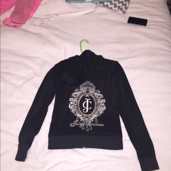 Juicy Couture Black Rhinestoned Zip Up