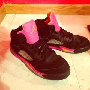 Girls retro 5 jordans black (pink) (orange)