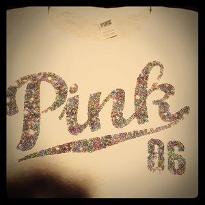 **PINK** White, Size Large *BLING* T-shirt💞💓💞