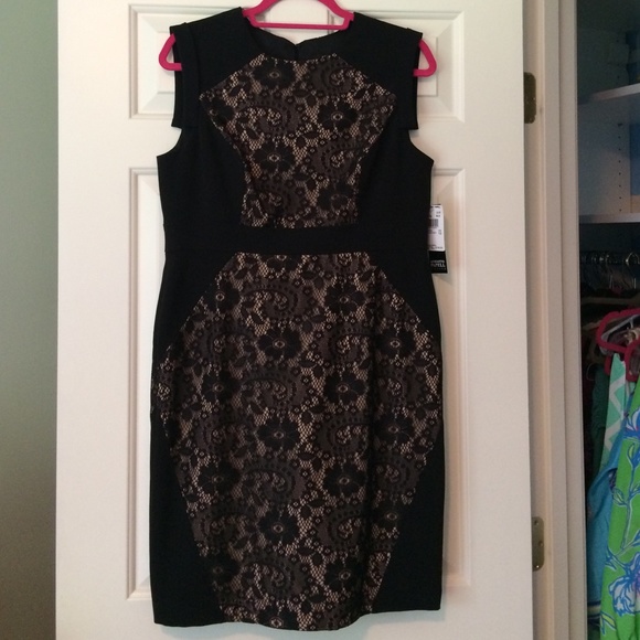 Adrianna Papell Petite Size 12 Lace Blocked Sheath