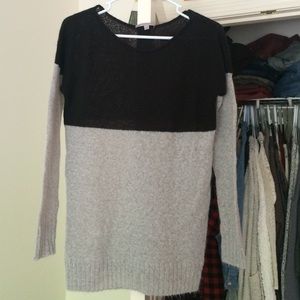 Grey and black color block sweater