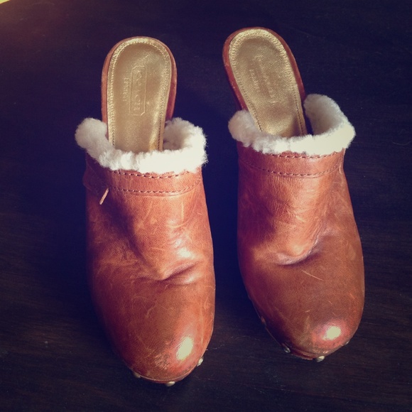 Coach leather mules/clogs