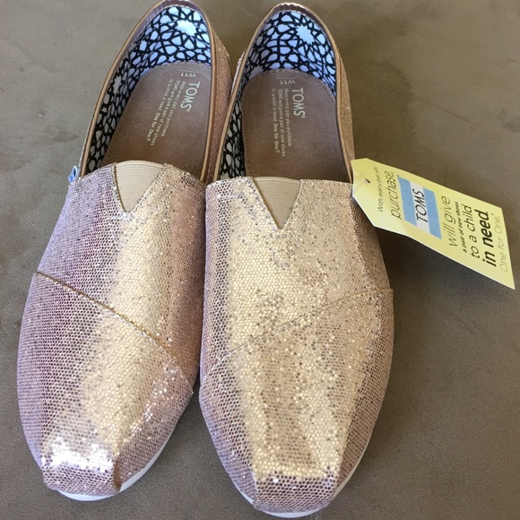Gold Sparkle Toms NWT