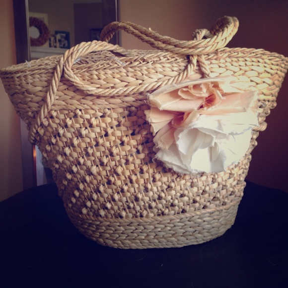 J.Crew wicker beach tote