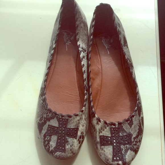 Snakeskin print flats