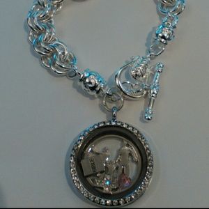CUSTOM Glass memory locket 925 plated bracelet