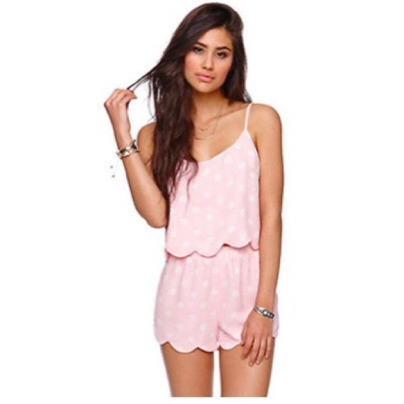 LA hearts Pink polka dot scalloped crop top