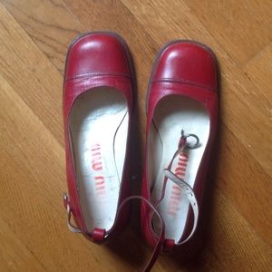 Miu Miu leather Mary Janes - Dark Red / Raspberry