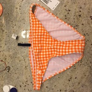 White and orange striped bikini bottom