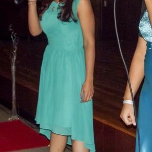 Teal high low dress