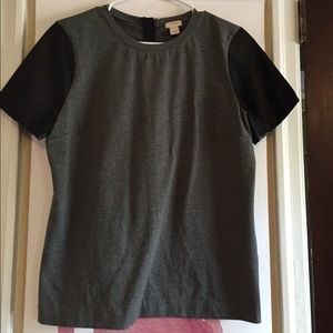 J. Crew short sleeve shirt with leather detail