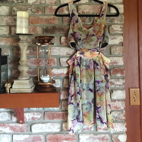 open side floral print dress