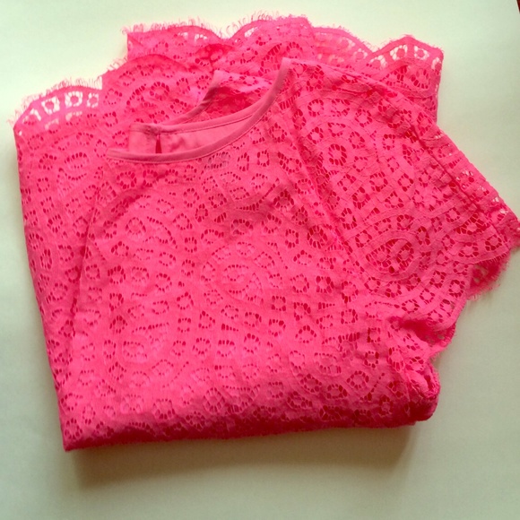 J. Crew Tops - {J. Crew} Pink raindrop lace shirt