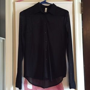 American Apparel black chiffon button down, size L
