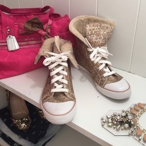 Coach Bonney Signature Shearling Lined High Tops