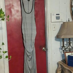 One  maxi dress black andwhite with gathering on e