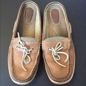 like new backless leather sperry topsiders