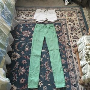 Urban white shorts and mint jeans