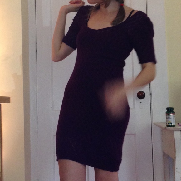 Free People purple lace knit bodycon dress - Picture 3 of 3