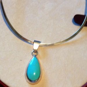 Sterling turquoise choker with a plus