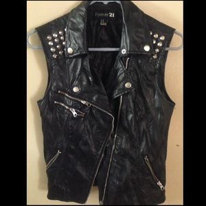 Forever 21 Black Leather Vest