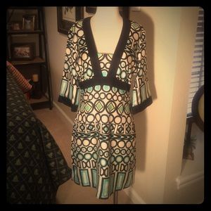 Milly silk dress black & green size 10