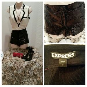 Express black sequin shorts