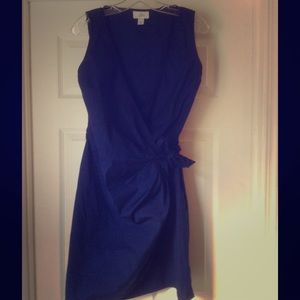 Ann Taylor LOFT Sleeveless Blue Wrap Dress