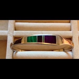 Sterling bracelet with malachite and sugilite