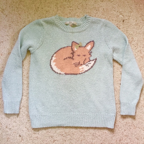 Mint knit fox pullover