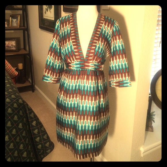 Milly silk dress with plunging neckline size 6