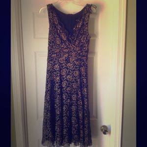 Connected Apparel Black/Gold Lace Dress