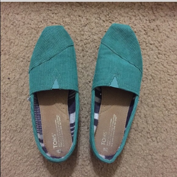 Toms green corduroy shoes