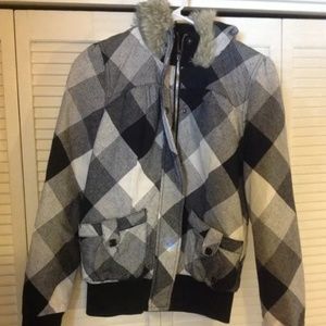 Roxy Plaid zip up hooded jacket