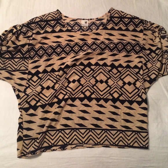 Tan/black tribal print top