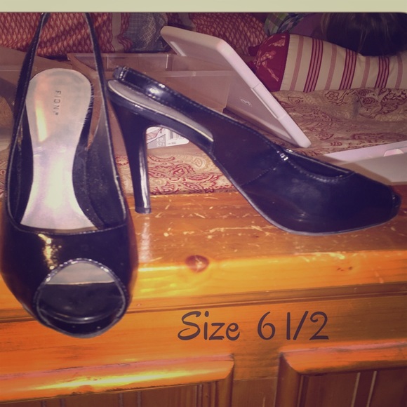 black peep toe sling backs