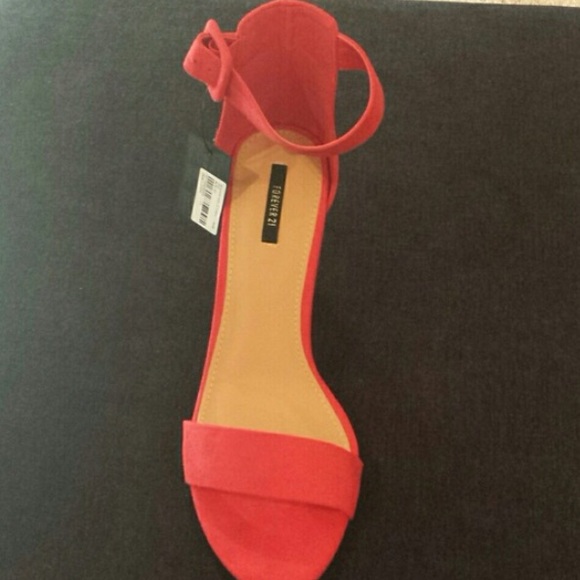 Red Suede Block Heels - Picture 2 of 2