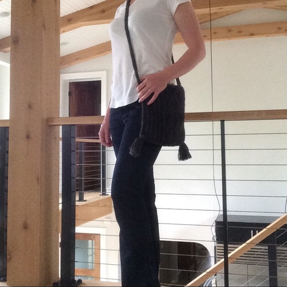 Charcoal cableknit cross body bag - Picture 4 of 4