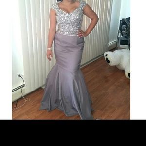 Grey mermaid prom dress