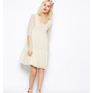 ASOS Off White Swing Dress with Tiers
