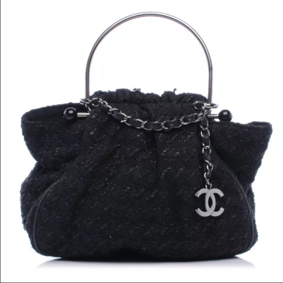 Authentic Chanel Tweed Black Bag - Picture 2 of 7