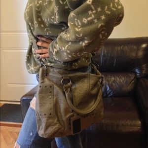 Gray cross body bag with handles!