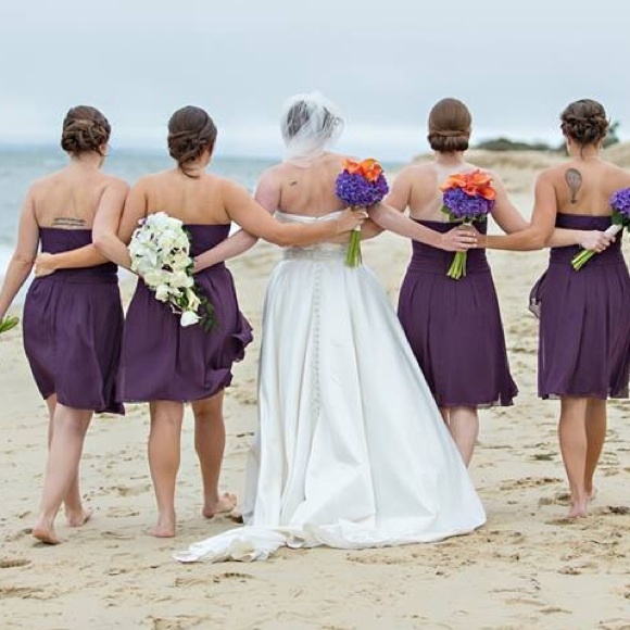 Strapless chiffon bridesmaid dress