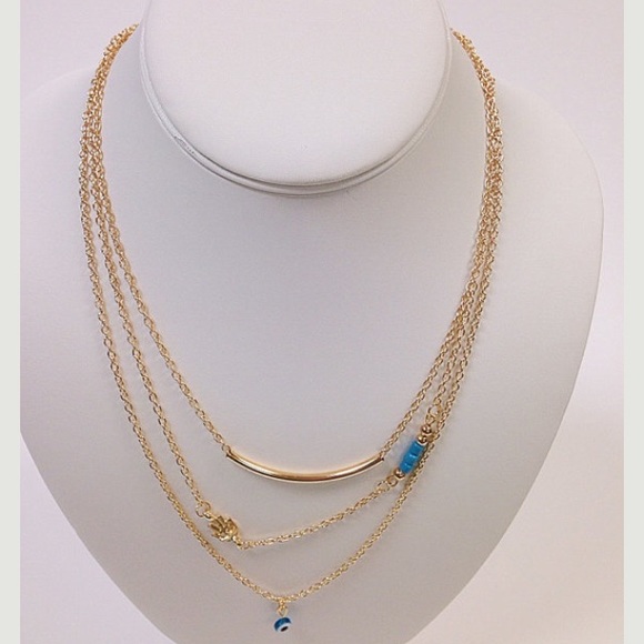 Jewelry Nwot Hamsa Evil Eye Boho Gold Layer Necklace Poshmark